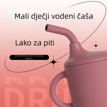 Silicone dječji čaš s kljunom - nepropusna, otporna na padove, set dječjih posuđa za jelo, od 3 mjeseca