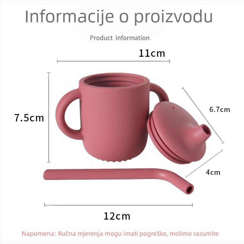 Silicone dječji čaš s kljunom - nepropusna, otporna na padove, set dječjih posuđa za jelo, od 3 mjeseca
