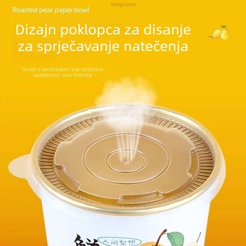 Jednokratna papirnata zdjela za juhu od krušaka, okrugla, biološki razgradiva, nije pogodno za mikrovalnu