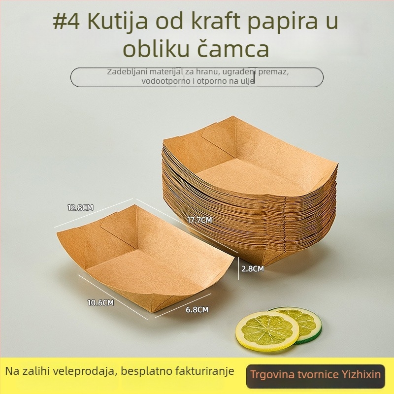 Debeli kraft papir, jednokratna masnoćom otporna pladnja za hranu, za pomfrit, grickalice, prženu piletinu i roštilj