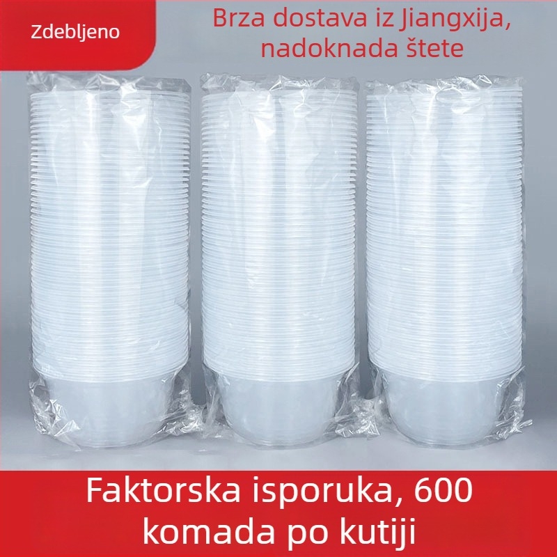 Jednokratna plastična zdjela za dostavu s poklopcem, kapacitet 300–1000 ml, standardna debljina
