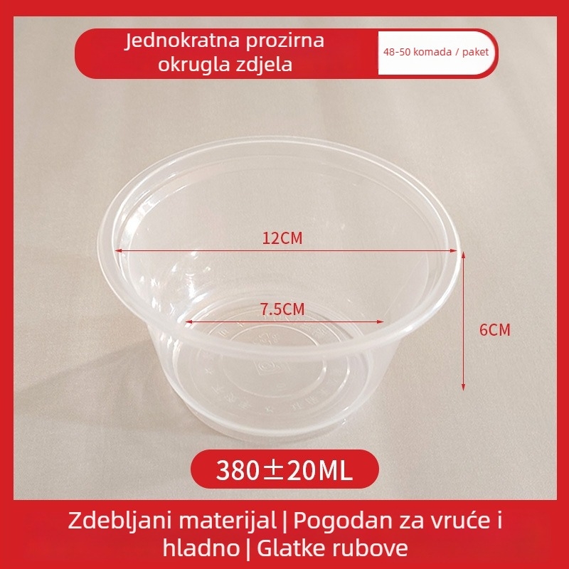 Jednokratna plastična zdjela za dostavu s poklopcem, kapacitet 300–1000 ml, standardna debljina