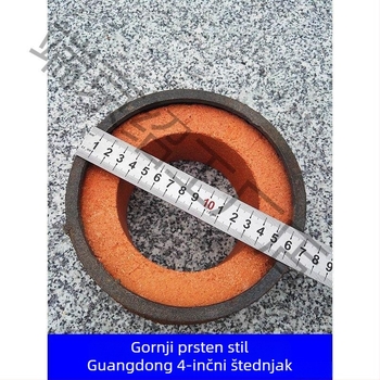 Set od lijevanog željeza za drvenu peć — uključuje prsten za izgaranje, keramički plamen prsten i prsten za stabilizaciju plamena
