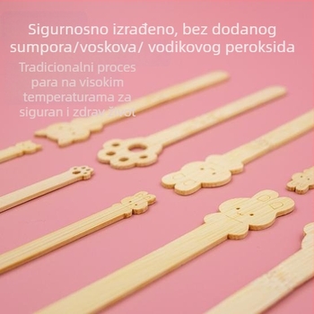 Jednokratni bambus štapići za sladoled s crtić dizajnom, za djecu, spremni za logotip, voćna vilica, svježi i sladak stil