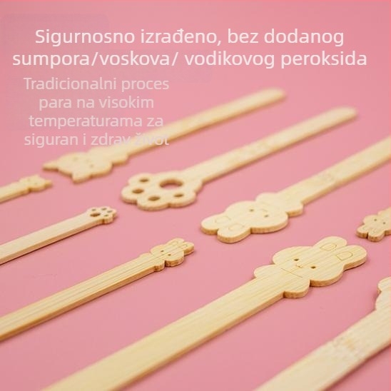 Jednokratni bambus štapići za sladoled s crtić dizajnom, za djecu, spremni za logotip, voćna vilica, svježi i sladak stil