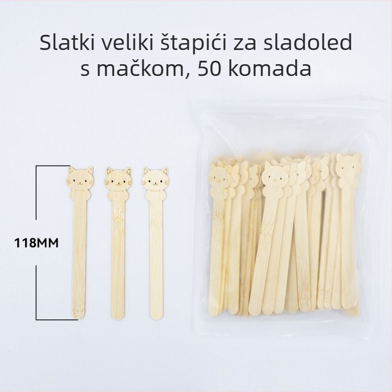 Jednokratni bambus štapići za sladoled s crtić dizajnom, za djecu, spremni za logotip, voćna vilica, svježi i sladak stil