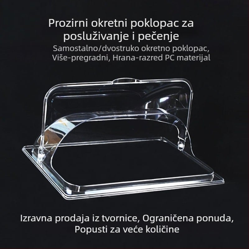 Pravokutni prozirni poklopac za posude za pečenje — set poklopaca, otporan na visoke temperature, otporan na prašinu, očuvanje svježine