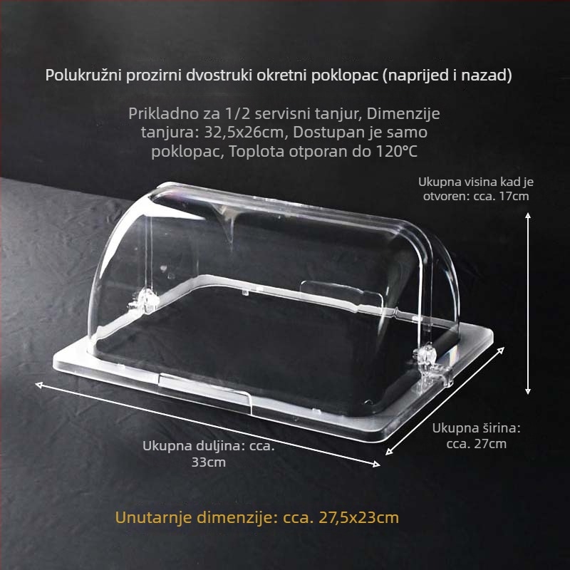 Pravokutni prozirni poklopac za posude za pečenje — set poklopaca, otporan na visoke temperature, otporan na prašinu, očuvanje svježine