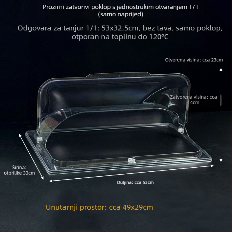 Pravokutni prozirni poklopac za posude za pečenje — set poklopaca, otporan na visoke temperature, otporan na prašinu, očuvanje svježine