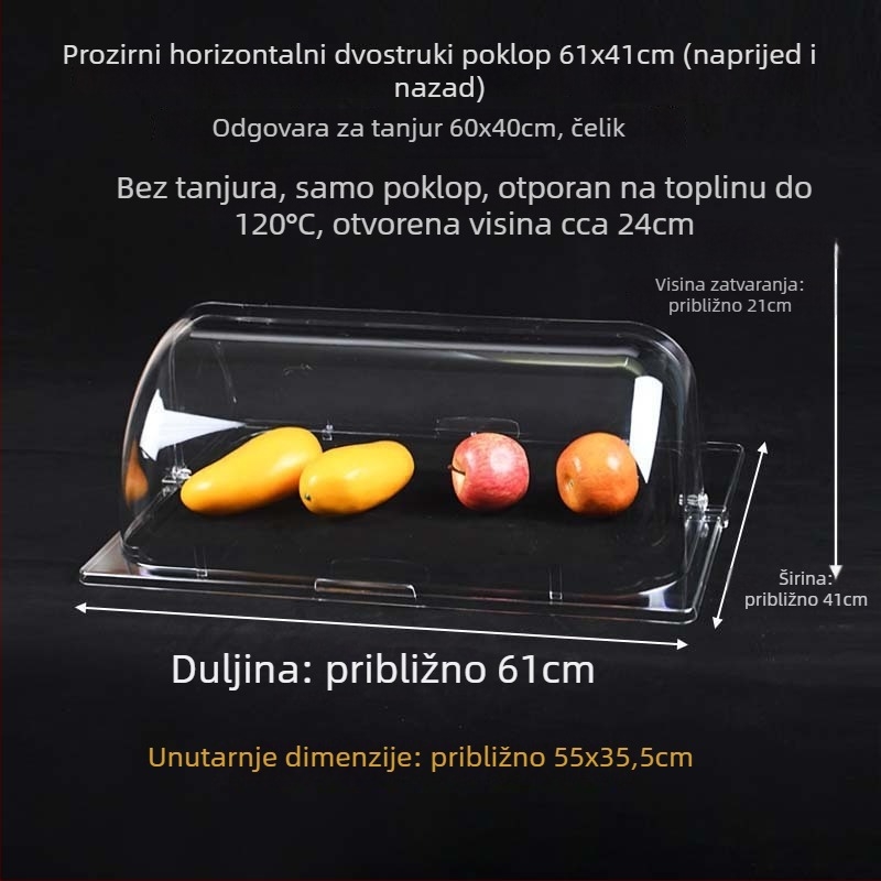 Pravokutni prozirni poklopac za posude za pečenje — set poklopaca, otporan na visoke temperature, otporan na prašinu, očuvanje svježine