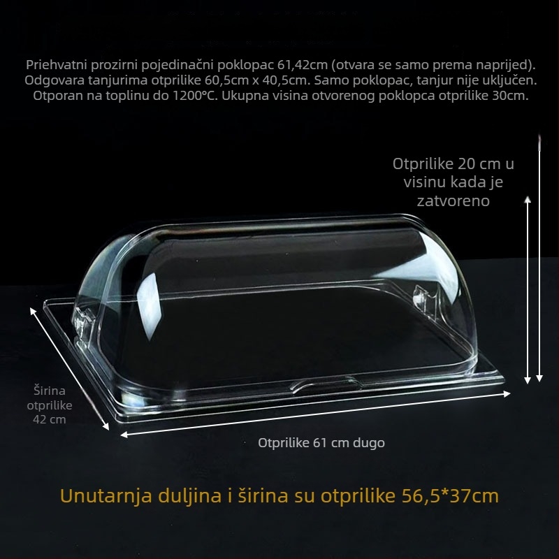 Pravokutni prozirni poklopac za posude za pečenje — set poklopaca, otporan na visoke temperature, otporan na prašinu, očuvanje svježine