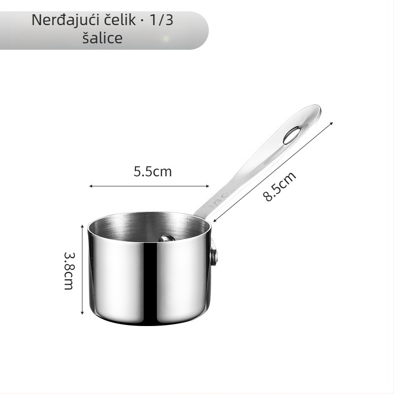 Dip cup od nehrđajućeg čelika 304 s dugačkim držačem, okrugli oblik, elektroplirani završetak, više uzoraka, mogućnost prilagođenog logotipa