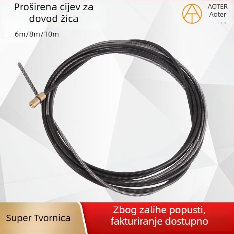 Sekundarna zavarivačka pištolj s produženim dovodom žice, cijev za dovod žice i integrirana napetostna opruga