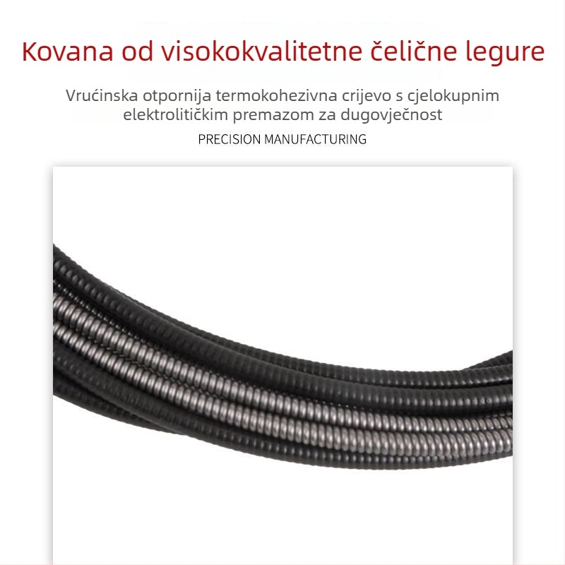 Sekundarna zavarivačka pištolj s produženim dovodom žice, cijev za dovod žice i integrirana napetostna opruga