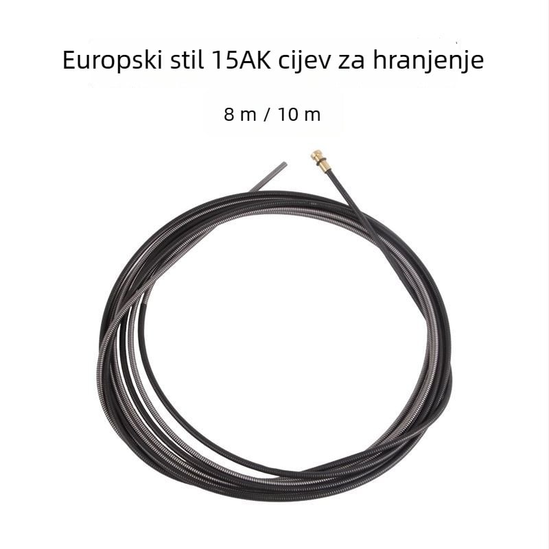 Sekundarna zavarivačka pištolj s produženim dovodom žice, cijev za dovod žice i integrirana napetostna opruga