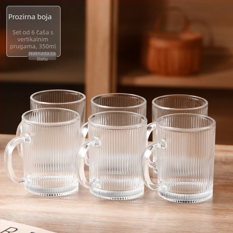 Šestodijelni set čaša otpornih na toplinu od stakla, japanskog stila, s držačima, višeslojna konstrukcija