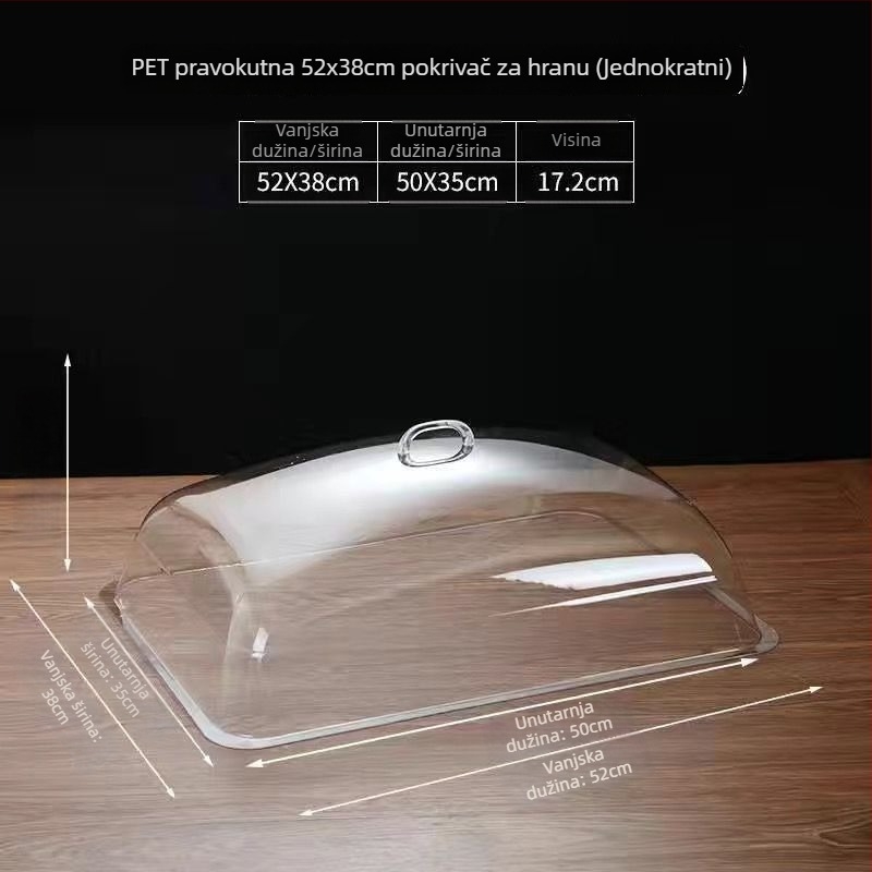 Prozirni stakleni poklopac za prašinu za pravokutni prikaz kruha i delikatesa – kućna upotreba, jednostavan stil, licence Guangdongxk16-204-01508