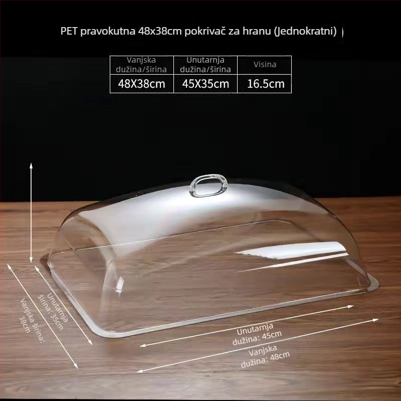 Prozirni stakleni poklopac za prašinu za pravokutni prikaz kruha i delikatesa – kućna upotreba, jednostavan stil, licence Guangdongxk16-204-01508