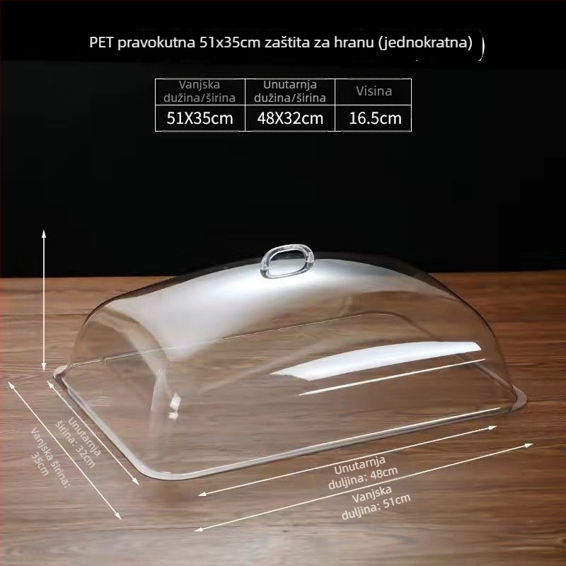 Prozirni stakleni poklopac za prašinu za pravokutni prikaz kruha i delikatesa – kućna upotreba, jednostavan stil, licence Guangdongxk16-204-01508