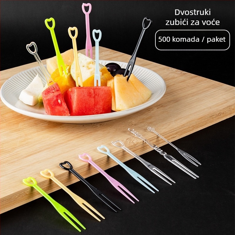 Jednokratna vilica za voće, PS materijal, srcolikog oblika, individualno pakirana, 500 komada po paketu, Shake box