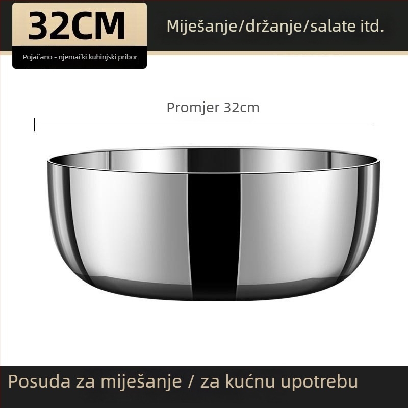 Set posuda od nehrđajućeg čelika s poklopcem 6L – zdjela za mijesanje tijesta, zdjela za pečenje, kuhinjska zdjela za pranje i zdjela za juhu