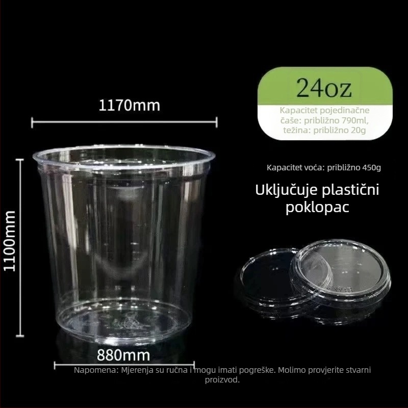 Jednokratna prozirna čaša za desert za kutije voća, prehrambene kvalitete, prikladna za ledeni prah, s logom sitotiska