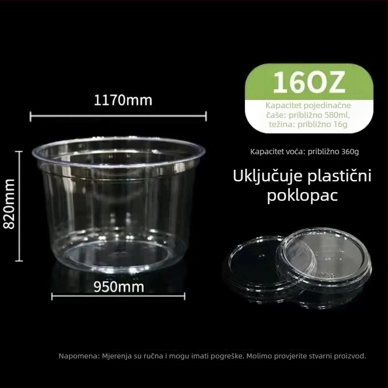 Jednokratna prozirna čaša za desert za kutije voća, prehrambene kvalitete, prikladna za ledeni prah, s logom sitotiska