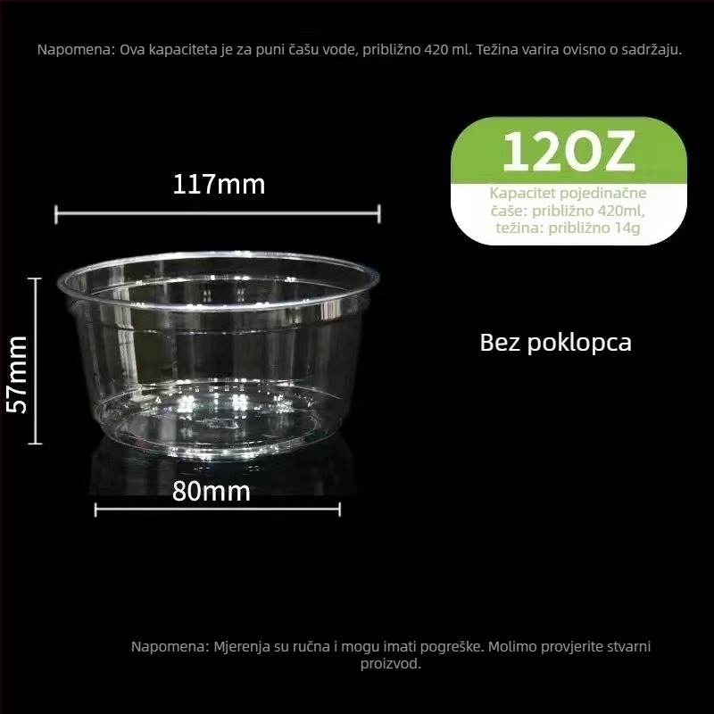 Jednokratna prozirna čaša za desert za kutije voća, prehrambene kvalitete, prikladna za ledeni prah, s logom sitotiska