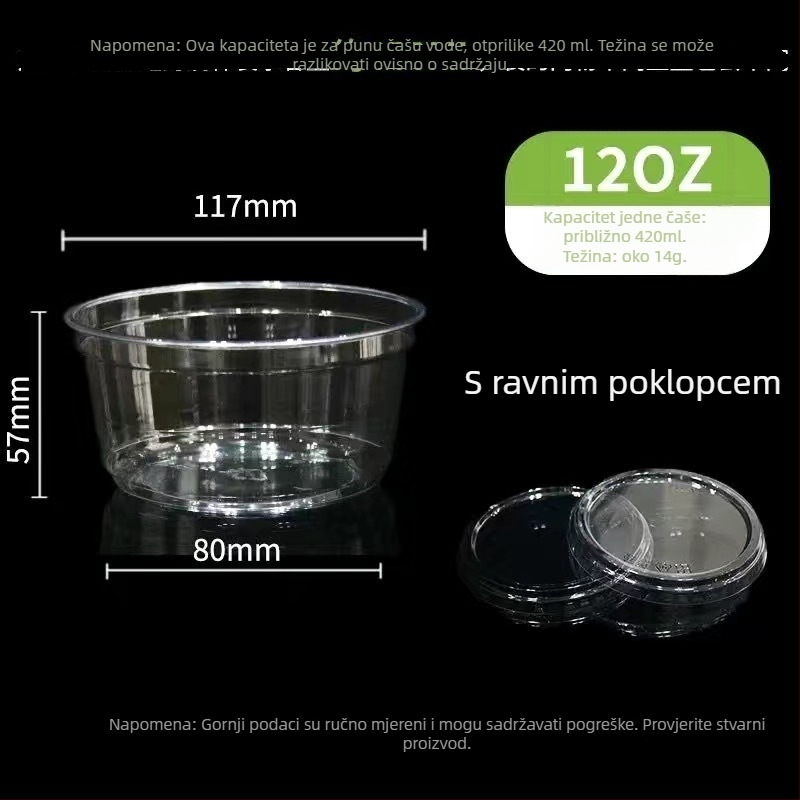 Jednokratna prozirna čaša za desert za kutije voća, prehrambene kvalitete, prikladna za ledeni prah, s logom sitotiska