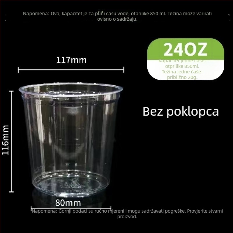 Jednokratna prozirna čaša za desert za kutije voća, prehrambene kvalitete, prikladna za ledeni prah, s logom sitotiska