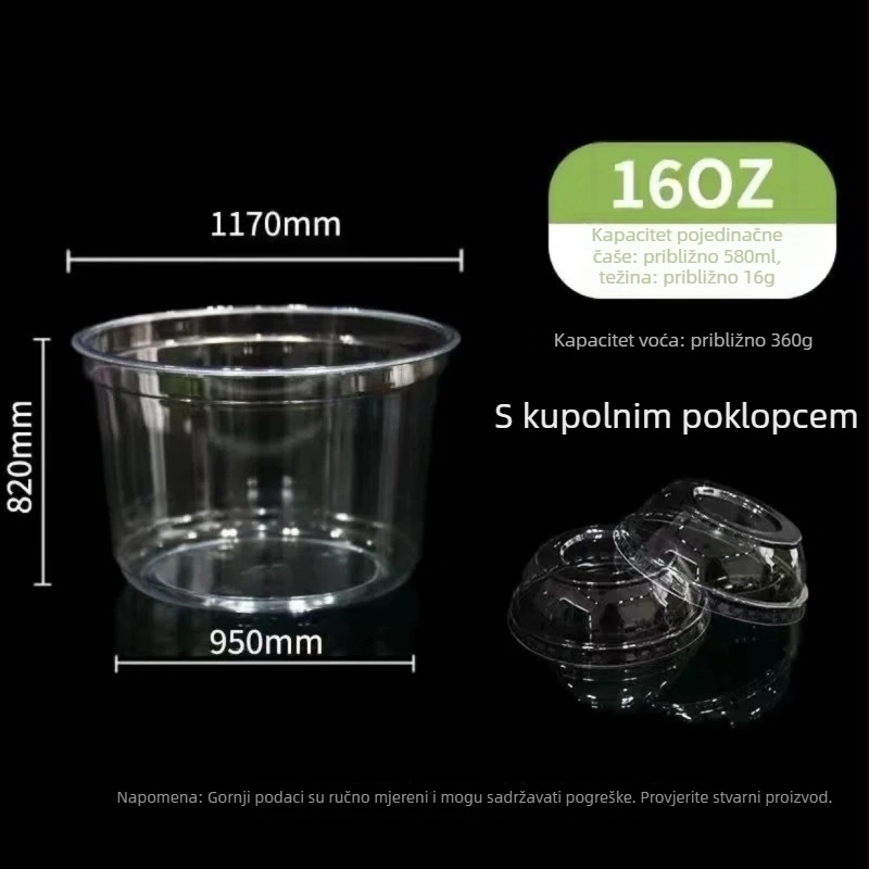 Jednokratna prozirna čaša za desert za kutije voća, prehrambene kvalitete, prikladna za ledeni prah, s logom sitotiska