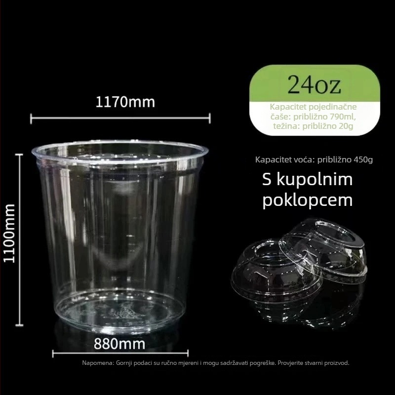 Jednokratna prozirna čaša za desert za kutije voća, prehrambene kvalitete, prikladna za ledeni prah, s logom sitotiska