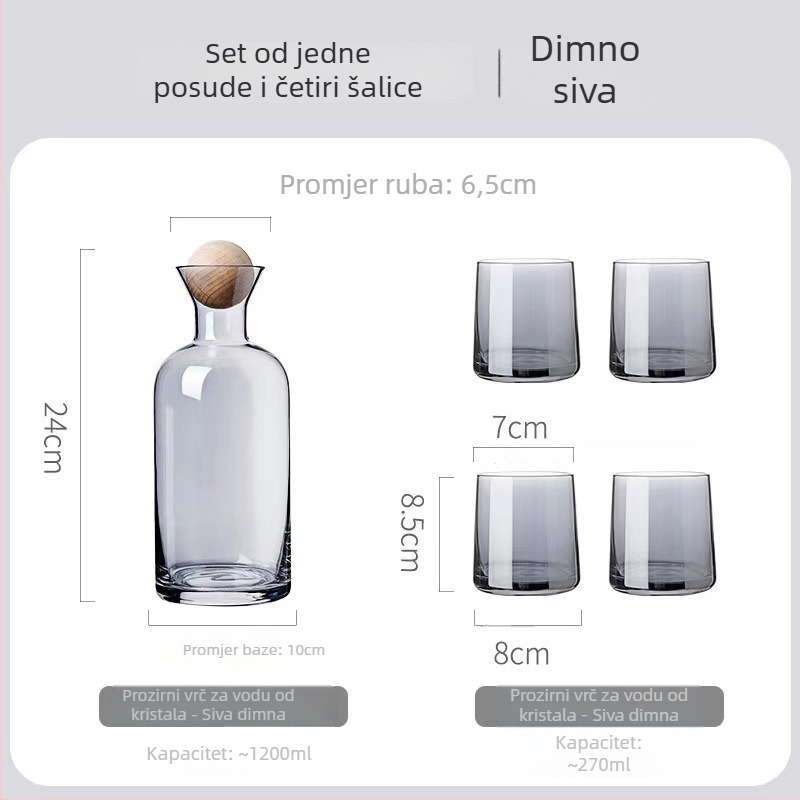 Set čaša od stakla - moderan minimalistički stil, dvostruko staklo, otporno na visoke temperature, pet dijelova, kućna upotreba s poklopcem