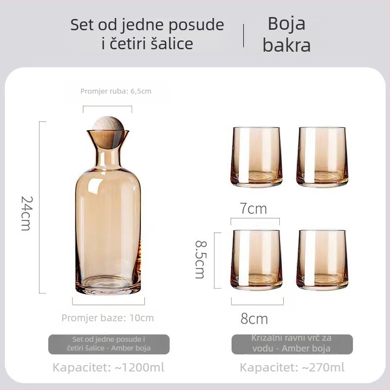 Set čaša od stakla - moderan minimalistički stil, dvostruko staklo, otporno na visoke temperature, pet dijelova, kućna upotreba s poklopcem