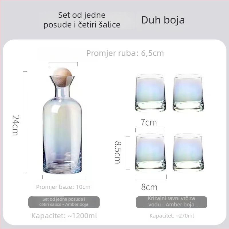 Set čaša od stakla - moderan minimalistički stil, dvostruko staklo, otporno na visoke temperature, pet dijelova, kućna upotreba s poklopcem