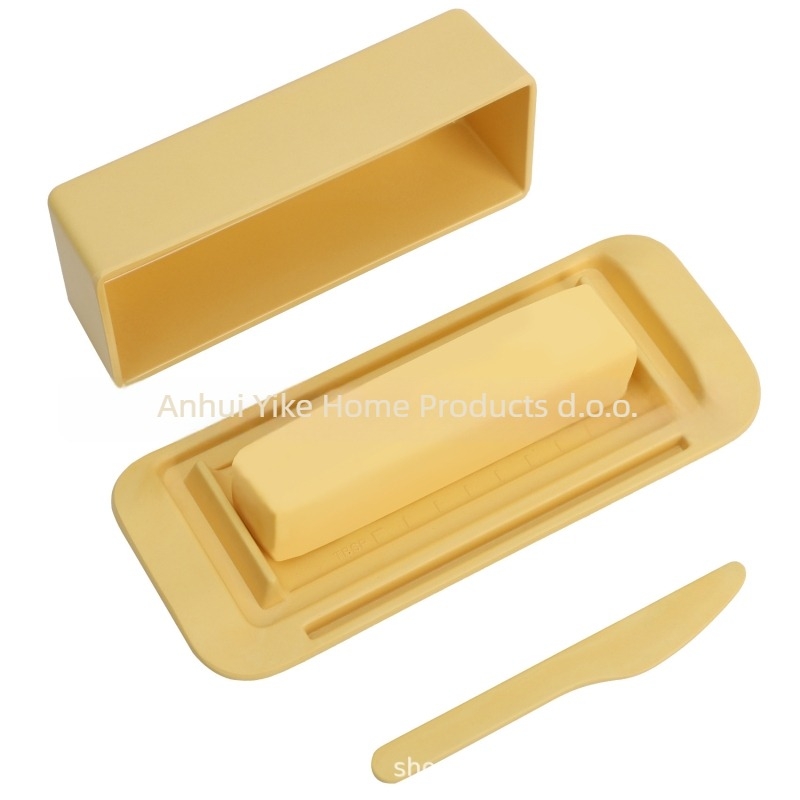 Kutija za maslac s poklopom i ugrađenim nožem, od vlakana bambusa, prijenosna, prilagodljiva