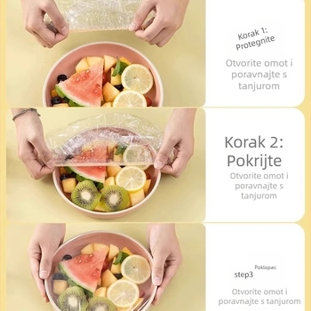 Jednokratni set folije za očuvanje hrane za zdjele, tanjure i poklopce; otporan na temperature od -60°C do 100°C; jednostavno pakiranje; Pengyi brand; 1 komad; kućna upotreba.