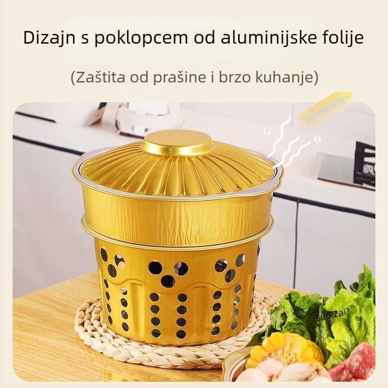 Jednokratni set za lonac za kampiranje s aluminijskim loncem i alkoholnim štednjakom