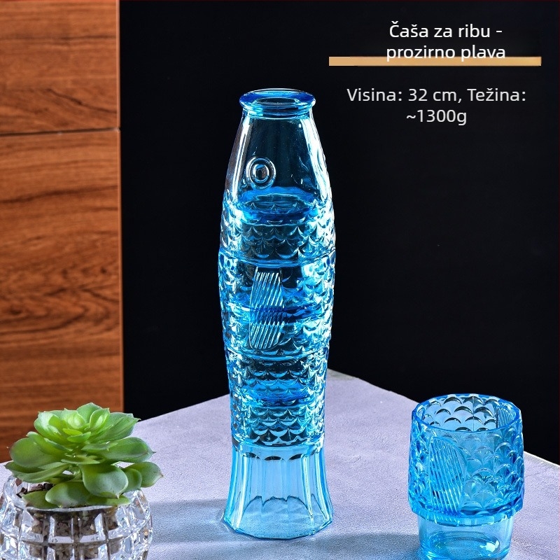 Set staklenih čaša s koi ribama, 4 komada, staklo sodalime, bez ručke, bez poklopca, Novi kineski stil