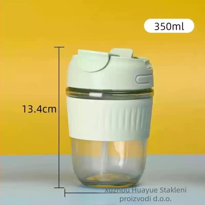 Staklena čaša za vodu od sodalitnog stakla sa slamkom, moderan minimalistički dizajn, moguć tisak logotipa, nepropusna i otporna na toplinu