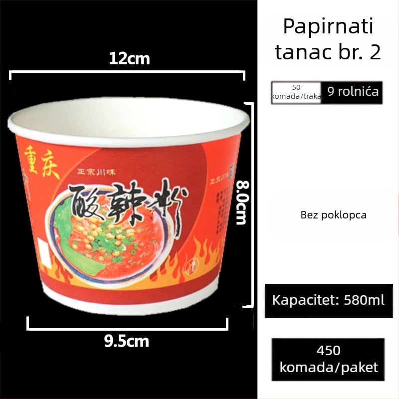 Jednokratna kružna papirnata kutija za ručak s poklopcem – materijal: papir; mikrovalna pećnica nije pogodna; nije biorazgradiva; bruto težina: 3 kg