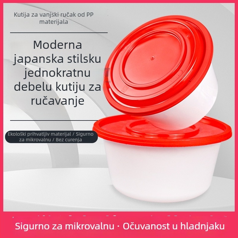 Debela kružna jednokratna kutija za dostavu s poklopcem, PP materijal, mikrovalna sigurnost, tisak logotipa, mogućnost prilagodbe