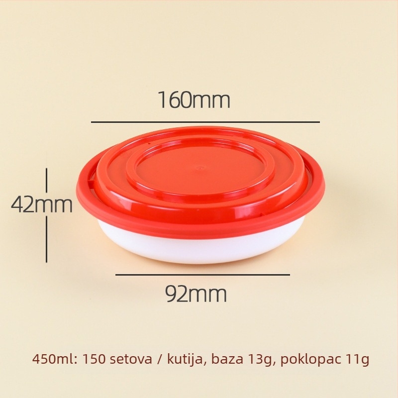 Debela kružna jednokratna kutija za dostavu s poklopcem, PP materijal, mikrovalna sigurnost, tisak logotipa, mogućnost prilagodbe