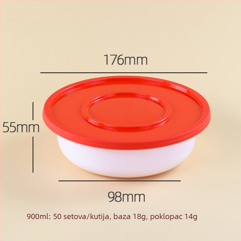 Debela kružna jednokratna kutija za dostavu s poklopcem, PP materijal, mikrovalna sigurnost, tisak logotipa, mogućnost prilagodbe