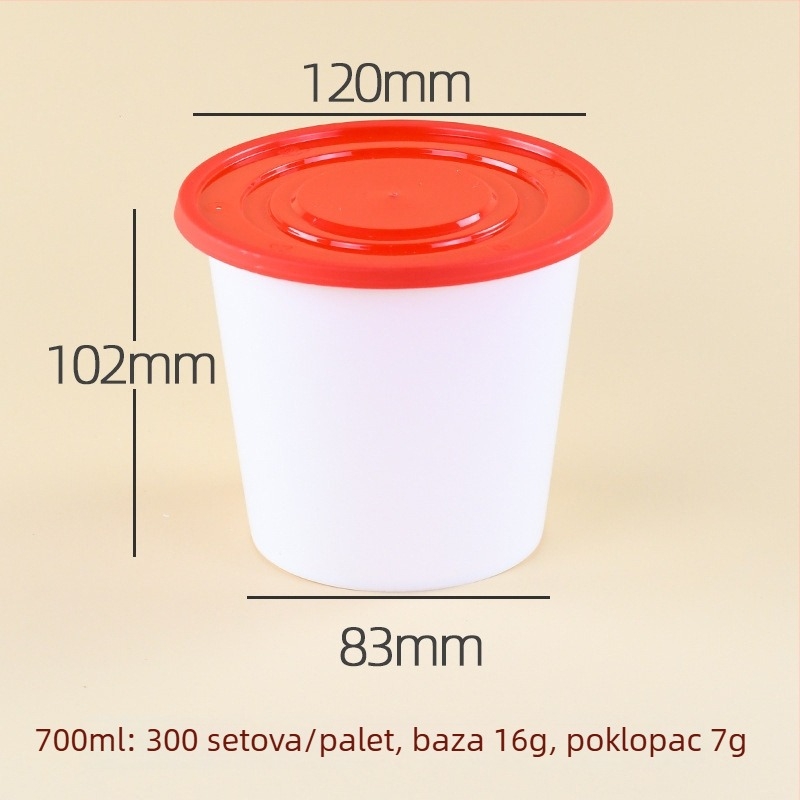Debela kružna jednokratna kutija za dostavu s poklopcem, PP materijal, mikrovalna sigurnost, tisak logotipa, mogućnost prilagodbe