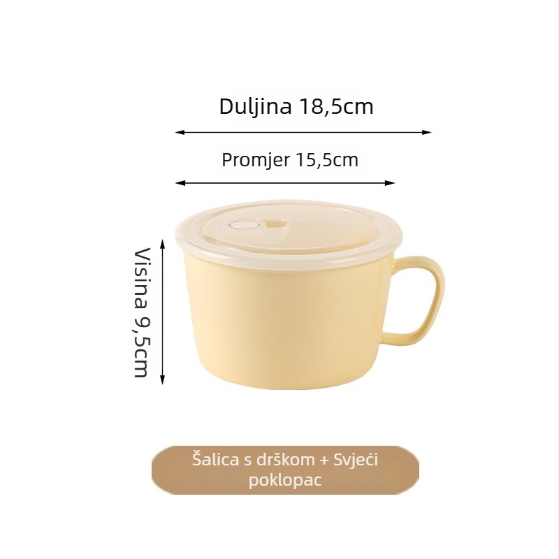 Porcelanska zdjela za rezance s poklopcem i držačem, pogodna za mikrovalnu pećnicu, japanski stil