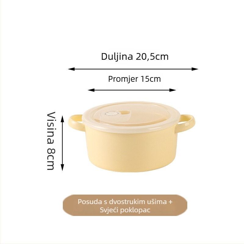 Porcelanska zdjela za rezance s poklopcem i držačem, pogodna za mikrovalnu pećnicu, japanski stil
