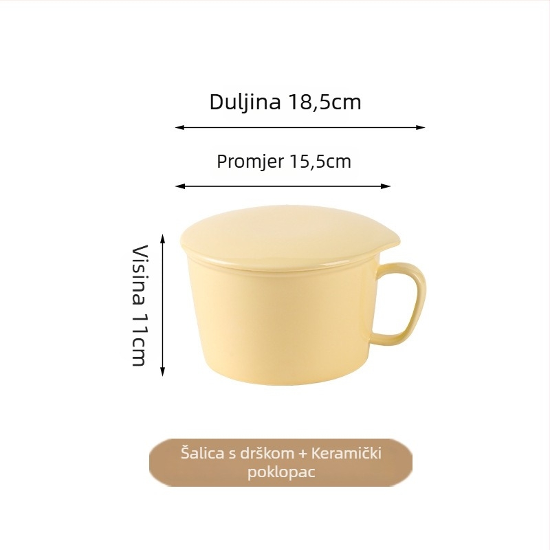Porcelanska zdjela za rezance s poklopcem i držačem, pogodna za mikrovalnu pećnicu, japanski stil