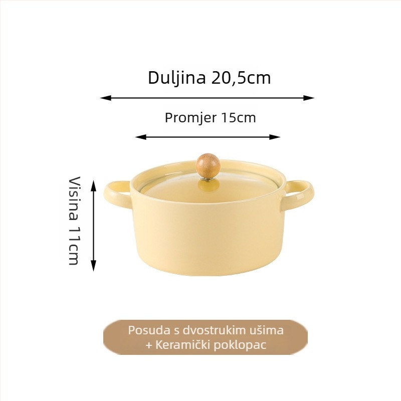 Porcelanska zdjela za rezance s poklopcem i držačem, pogodna za mikrovalnu pećnicu, japanski stil