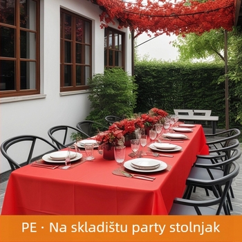 Jednokratni PE plastični stolnjak, pravokutnog oblika s mrežastim uzorkom, vodootporan, otporan na ulja i opekline, za Novu godinu 2025